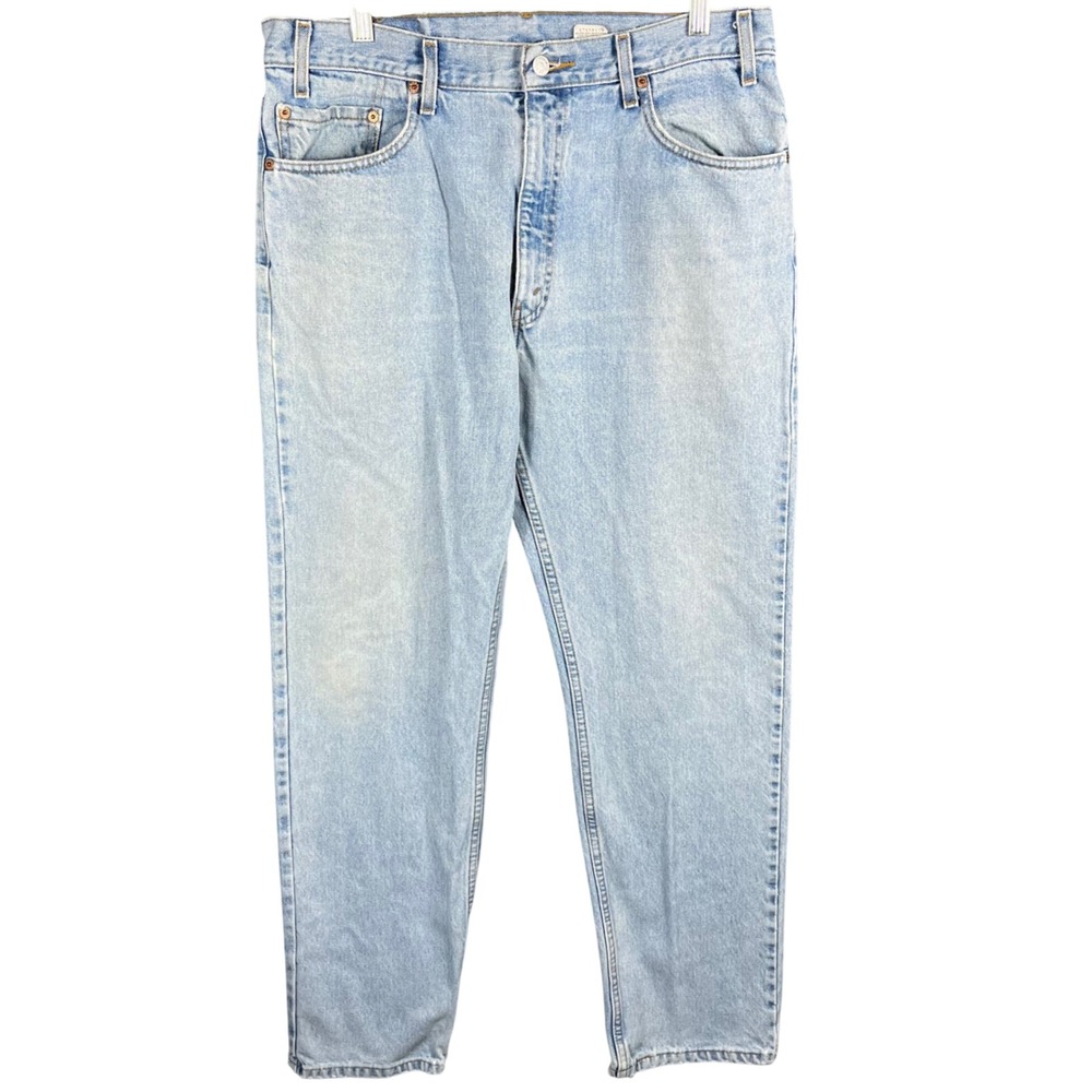 Levi's 505 Jeans Mens 35x31 Light Wash Regular Fit Straight Leg Distressed Y2K